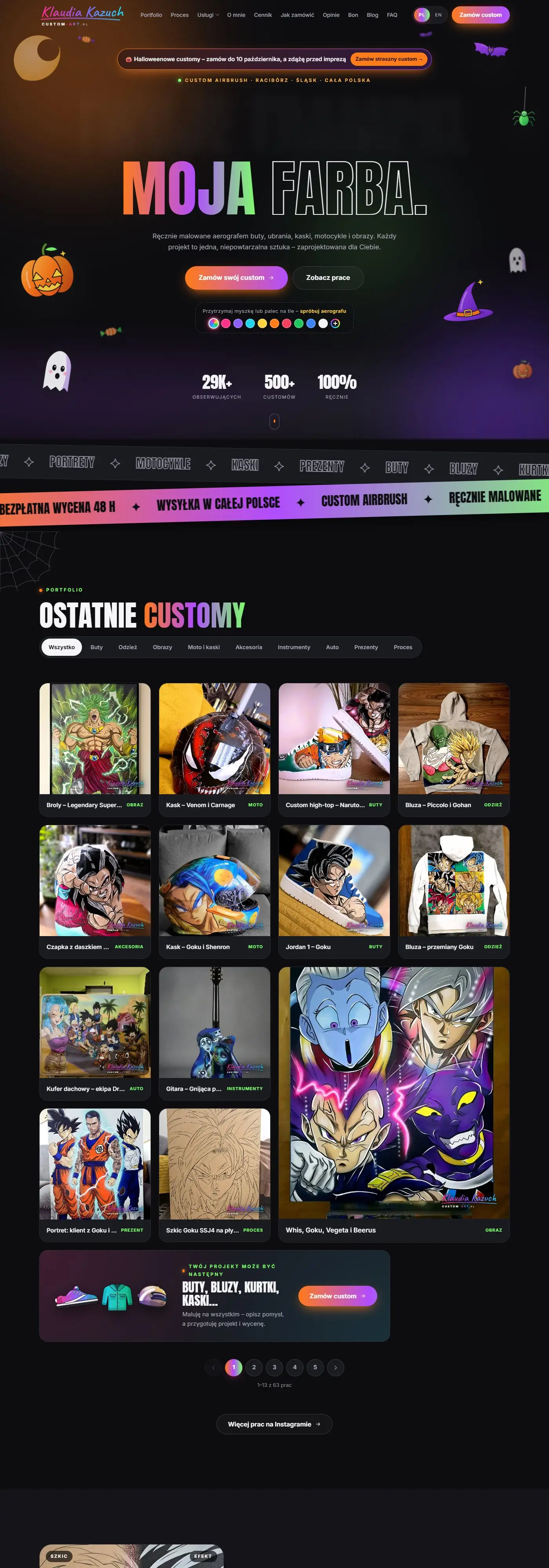 Strona custom-art.pl na komputerze
