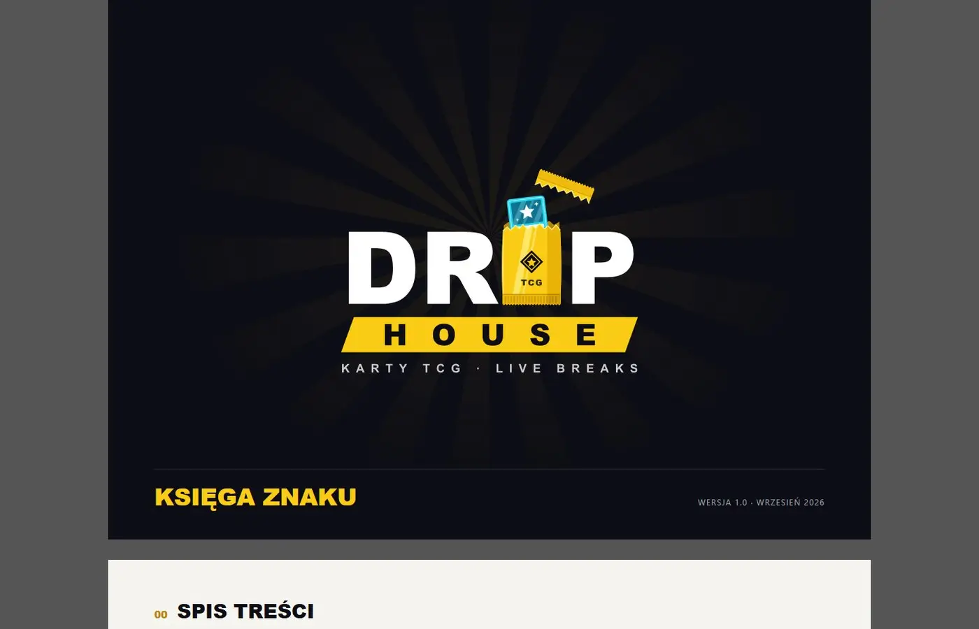 DropHouse: Księga znaku. Logo, kolory i zasady marki, z których korzystają sklep i transmisje.