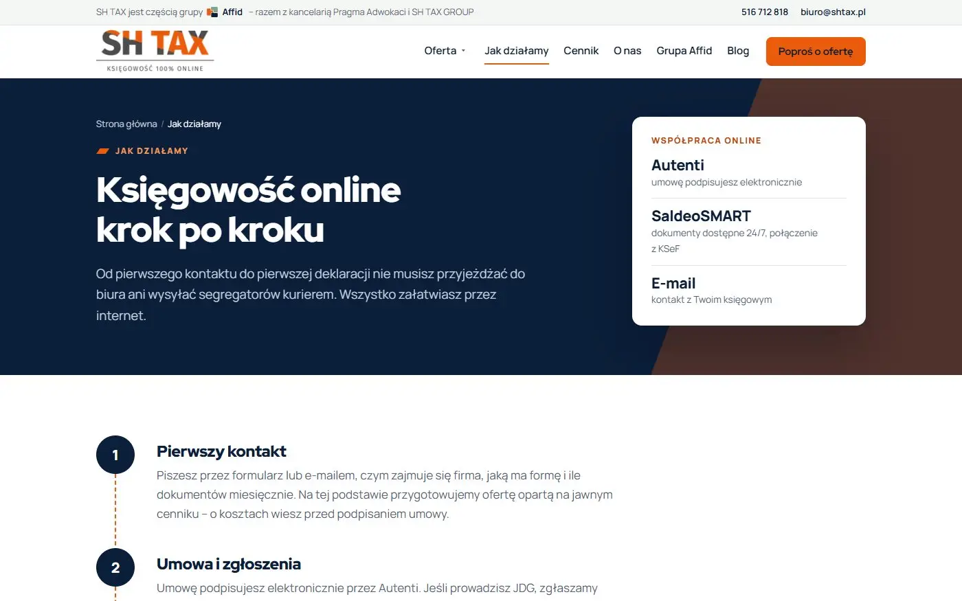 SH TAX: Jak działamy. Współpraca online krok po kroku, od pierwszego kontaktu do pierwszej deklaracji.