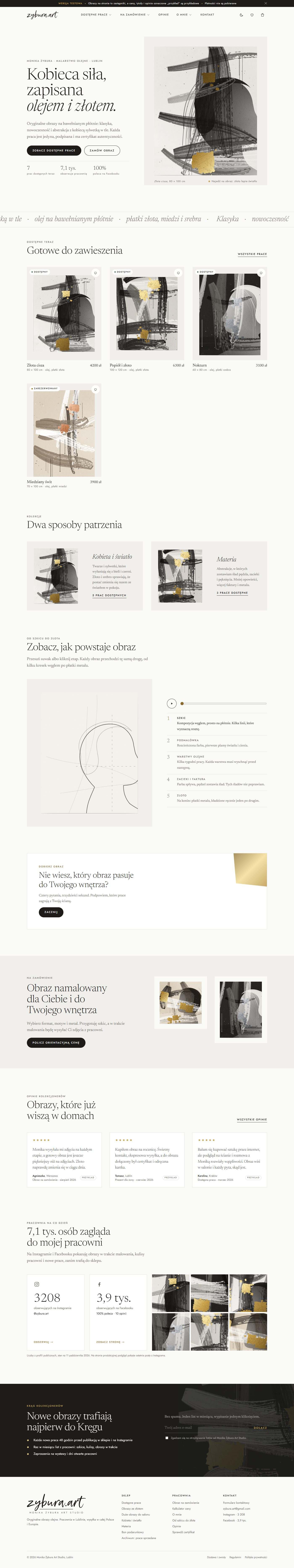Strona Monika Żybura Art: cała strona na komputerze